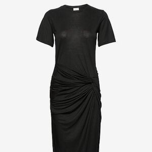 Marlene Burger Women’s Chalett Shirt Dress Black Size Medium MIDI Twist Front